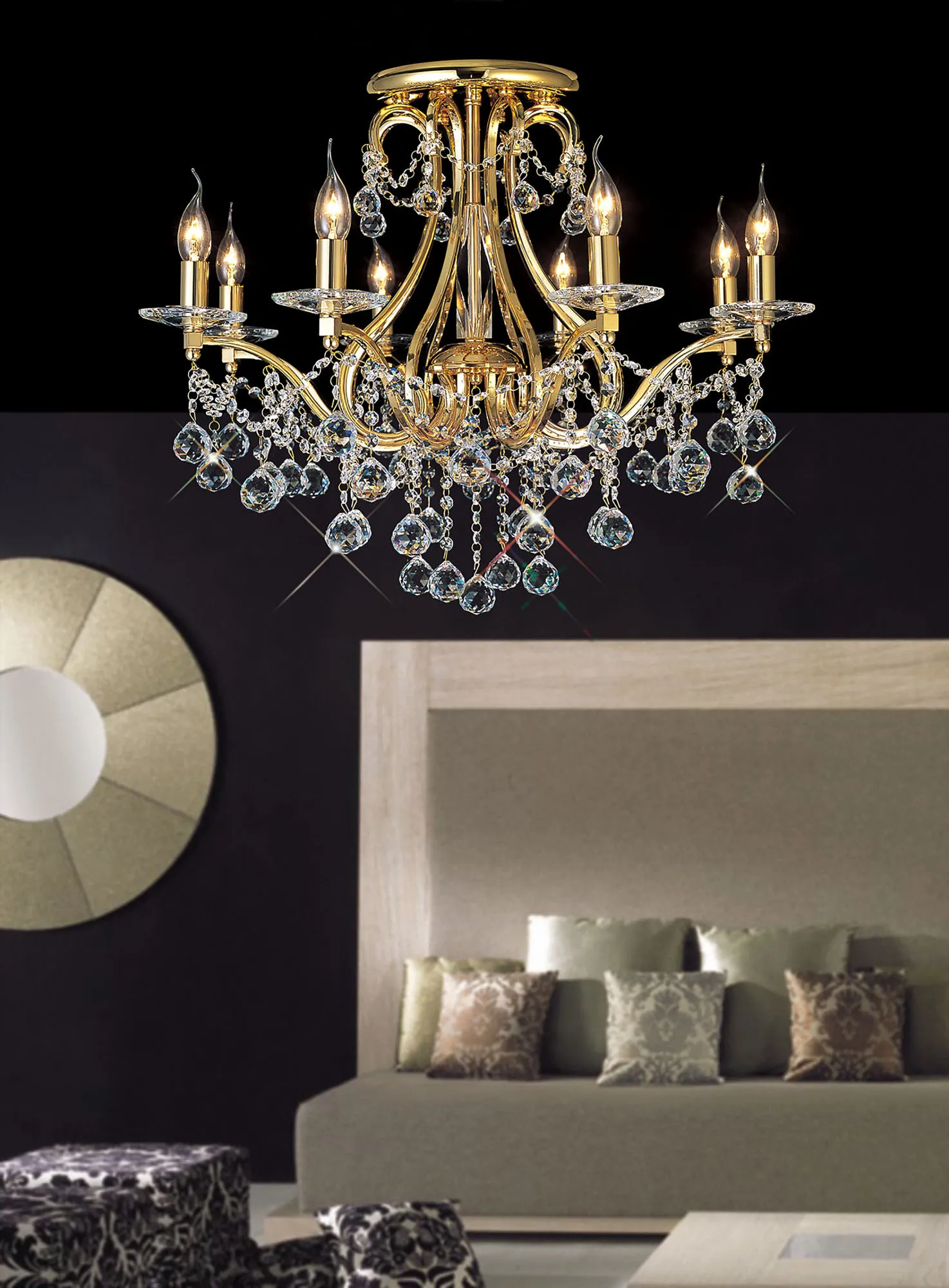 Bianco French Gold Crystal Ceiling Lights Diyas Multi Arm Crystal Fittings Bianco French Gold Crystal Ceiling Lights Diyas Multi Arm Crystal Fittings